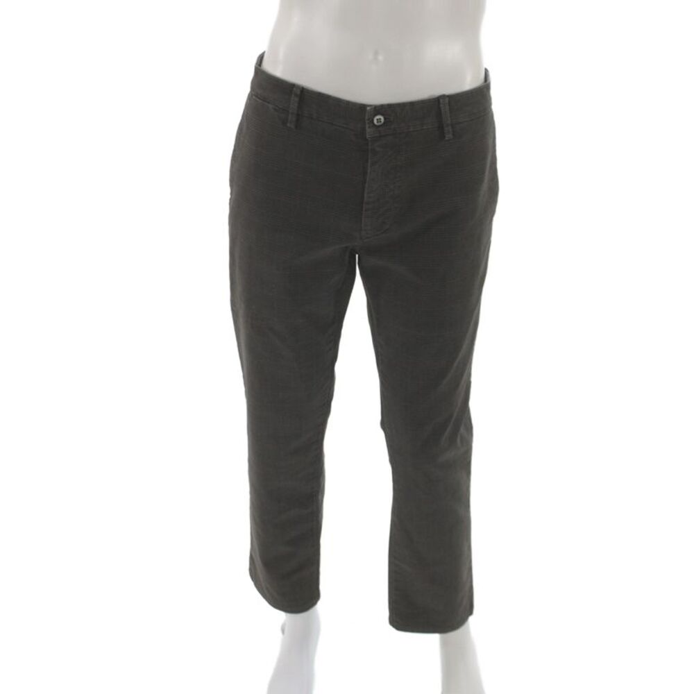 Masons Mens Brown Plaid Cotton Straight Trousers Button Closure Size 32